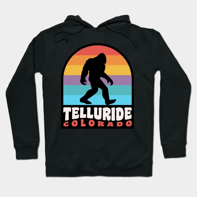 Telluride Colorado Bigfoot Sasquatch Retro Sunset Hoodie by PodDesignShop